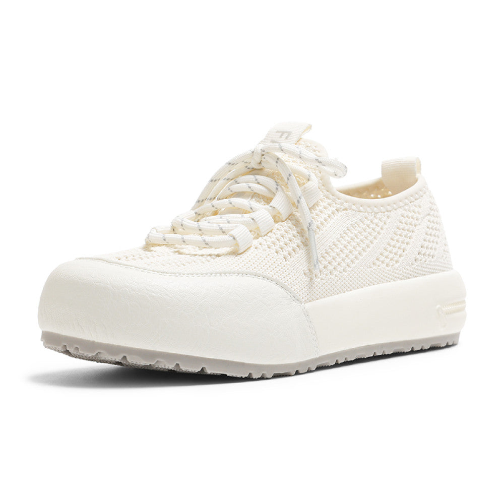 Real leather mesh white shoes for women in the summer of 2025 new round toe thick sole height increasing hollow thin breathable casual board shoes image 7