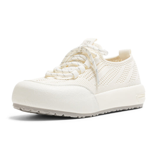 Real leather mesh white shoes for women in the summer of 2025 new round toe thick sole height increasing hollow thin breathable casual board shoes