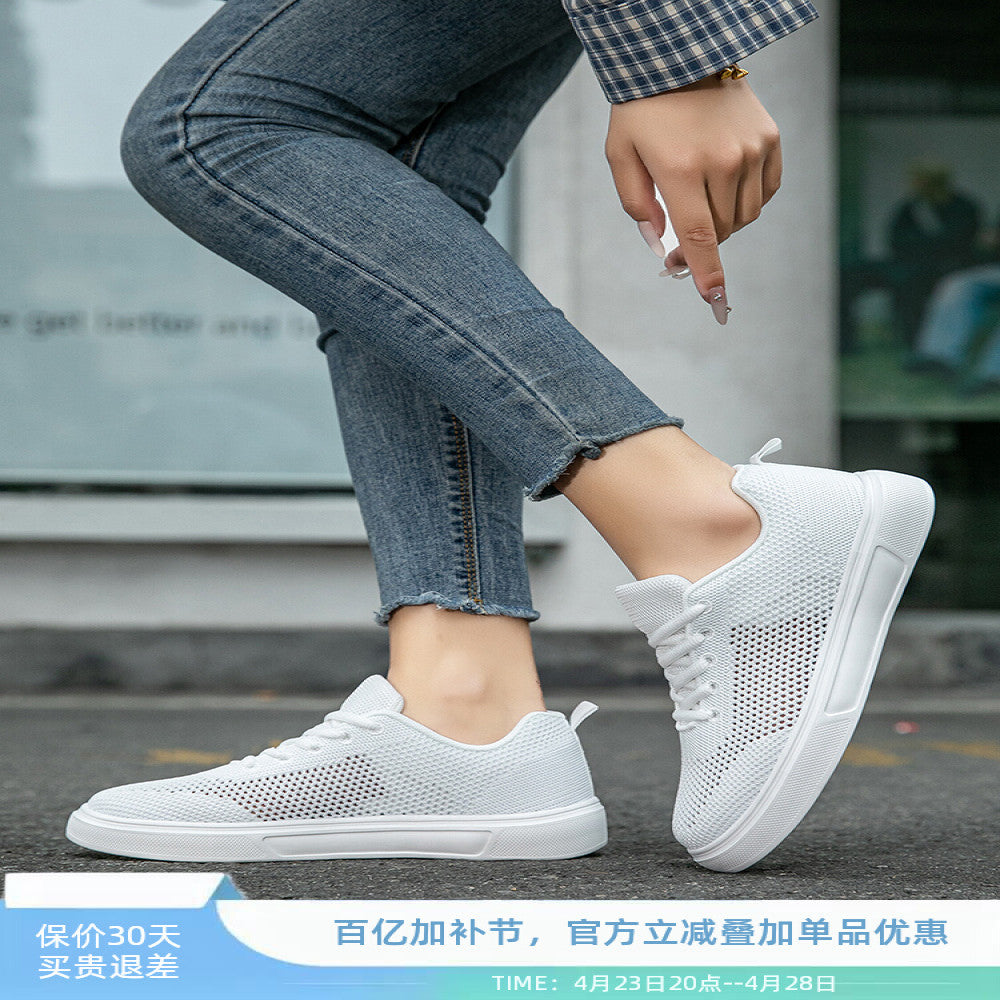 2025 new men s shoes summer mesh breathable shoes Korean style couple casual white sneakers student sports shoes image 1