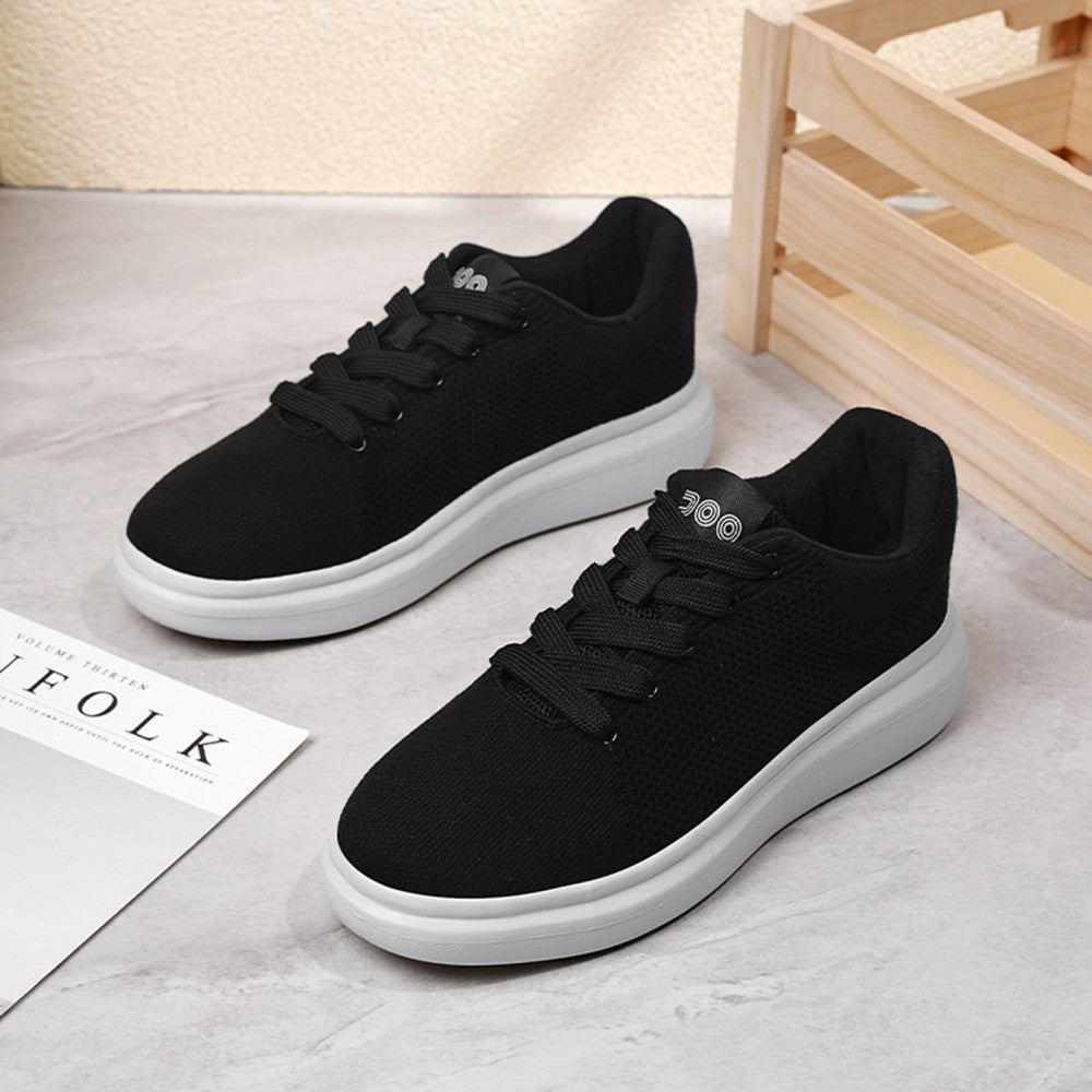 Stepping on poop flying woven black and white board shoes lightweight and breathable comfortable for both men and women sports and leisure shoes skateboard shoes pure black walking shoes image 4