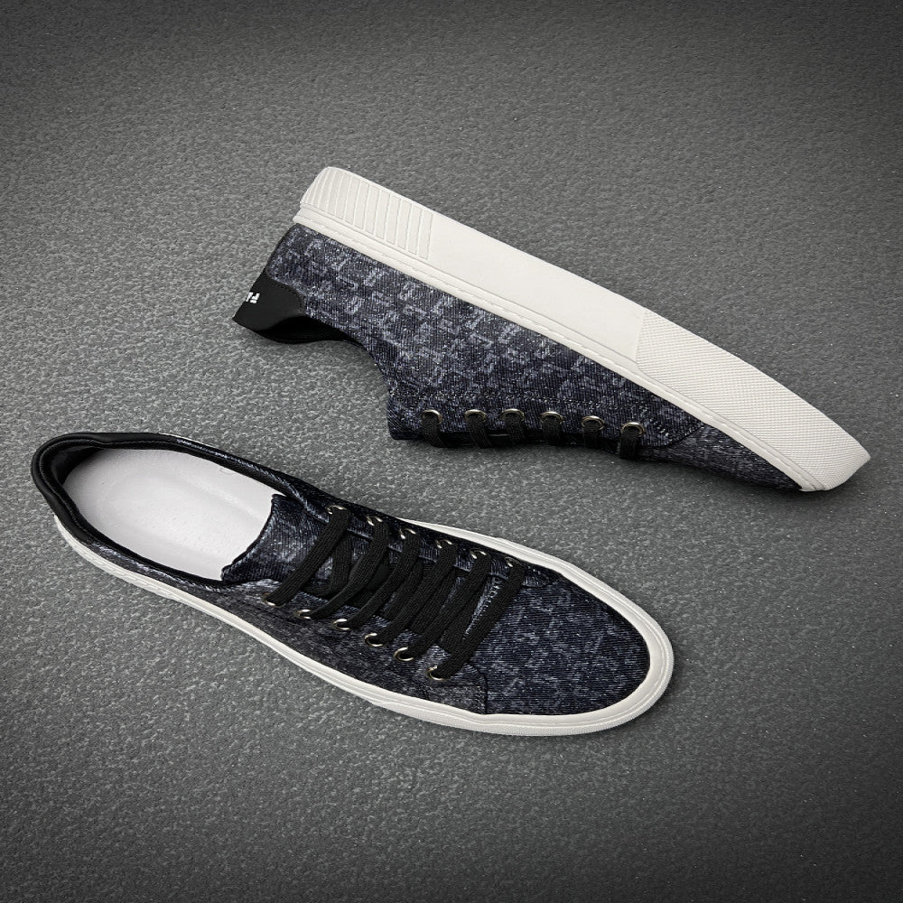 European men s shoes 2025 new spring personalized printing breathable slip on casual shoes men s versatile canvas shoes image 1