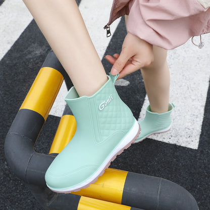 Women s shoes for wearing outside waterproof for winter and rainy days made of kitchen rain to prevent slipping and adding velvet water shoes with a middle tube special shoes rubber shoes and rain boo image 32