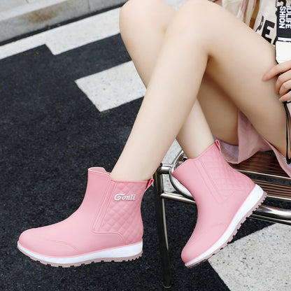Women s shoes for wearing outside waterproof for winter and rainy days made of kitchen rain to prevent slipping and adding velvet water shoes with a middle tube special shoes rubber shoes and rain boo image 51
