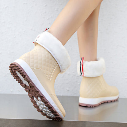 Women s shoes for wearing outside waterproof for winter and rainy days made of kitchen rain to prevent slipping and adding velvet water shoes with a middle tube special shoes rubber shoes and rain boots