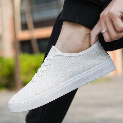 Men s summer trendy shoes Korean style men s linen canvas casual white sneakers student breathable cloth shoes all match image 3