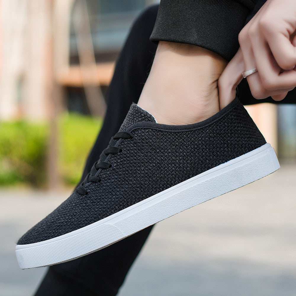 Men s summer trendy shoes Korean style men s linen canvas casual white sneakers student breathable cloth shoes all match image 4