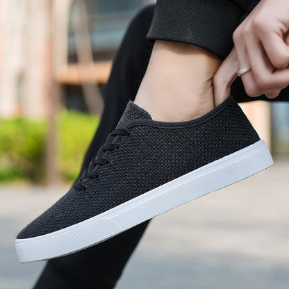 Men s summer trendy shoes Korean style men s linen canvas casual white sneakers student breathable cloth shoes all match image 4