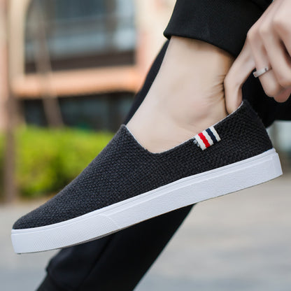 Men s summer trendy shoes Korean style men s linen canvas casual white sneakers student breathable cloth shoes all match image 99