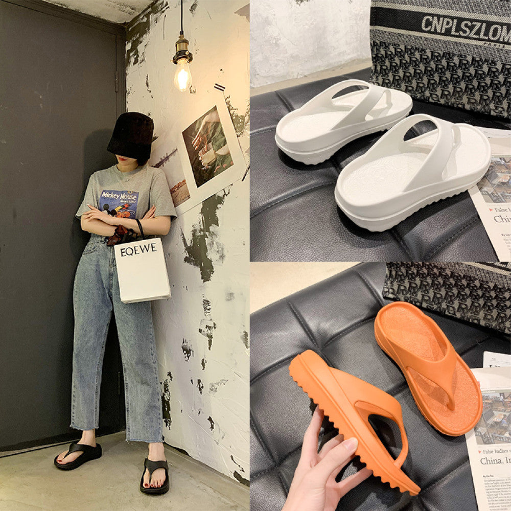 New herringbone slippers for women wearing summer fashion thick soled anti slip couple beach soft soled flip flops for men image 2