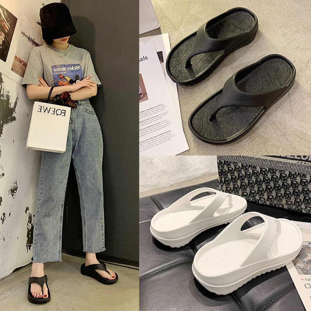New herringbone slippers for women wearing summer fashion thick soled anti slip couple beach soft soled flip flops for men image 5