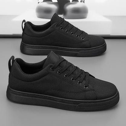 Leak free foreign trade men s work shoes summer breathable all black casual canvas board shoes men s mesh work trendy shoes image 2