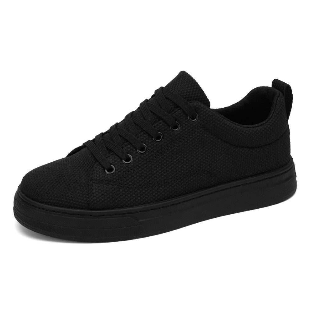 Leak free foreign trade men s work shoes summer breathable all black casual canvas board shoes men s mesh work trendy shoes image 5