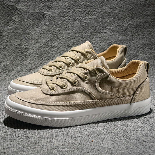 Mesh men s shoes for spring and summer 2025 breathable low cut lace up canvas shoes soft soled casual board shoes versatile old Beijing cloth shoes