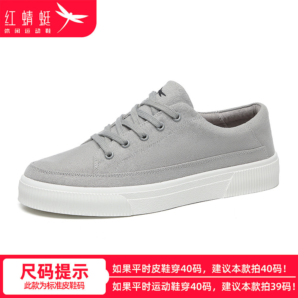Red Dragonfly Men s Summer Breathable Casual Canvas Shoes Men s Flat Sports Shoes White Bottom Black Surface Cloth Shoes Deodorant image 21