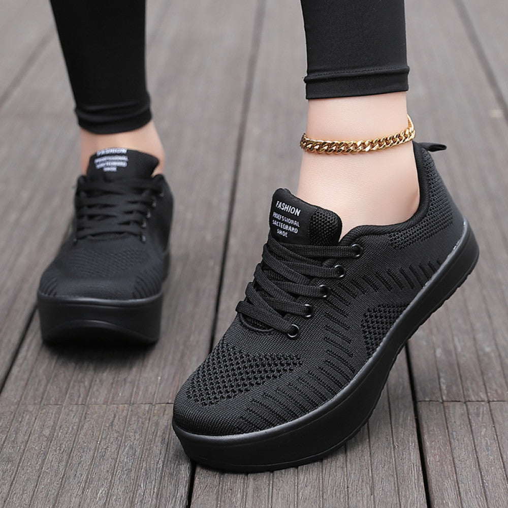 Corrective fitness negative heel shoes for women s lumbar spine in summer mesh breathable front and back high and low casual shoes stretch shoes image 2