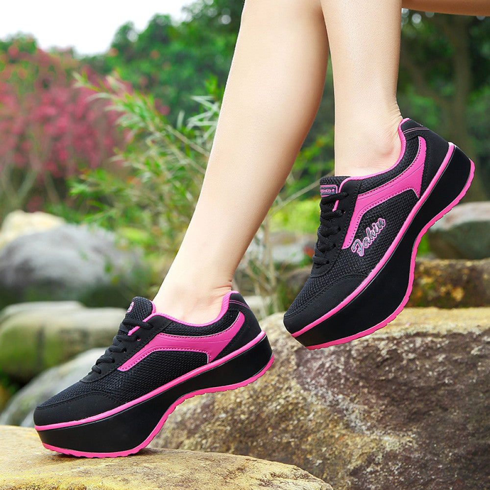 Corrective fitness negative heel shoes for women s lumbar spine in summer mesh breathable front and back high and low casual shoes stretch shoes image 4