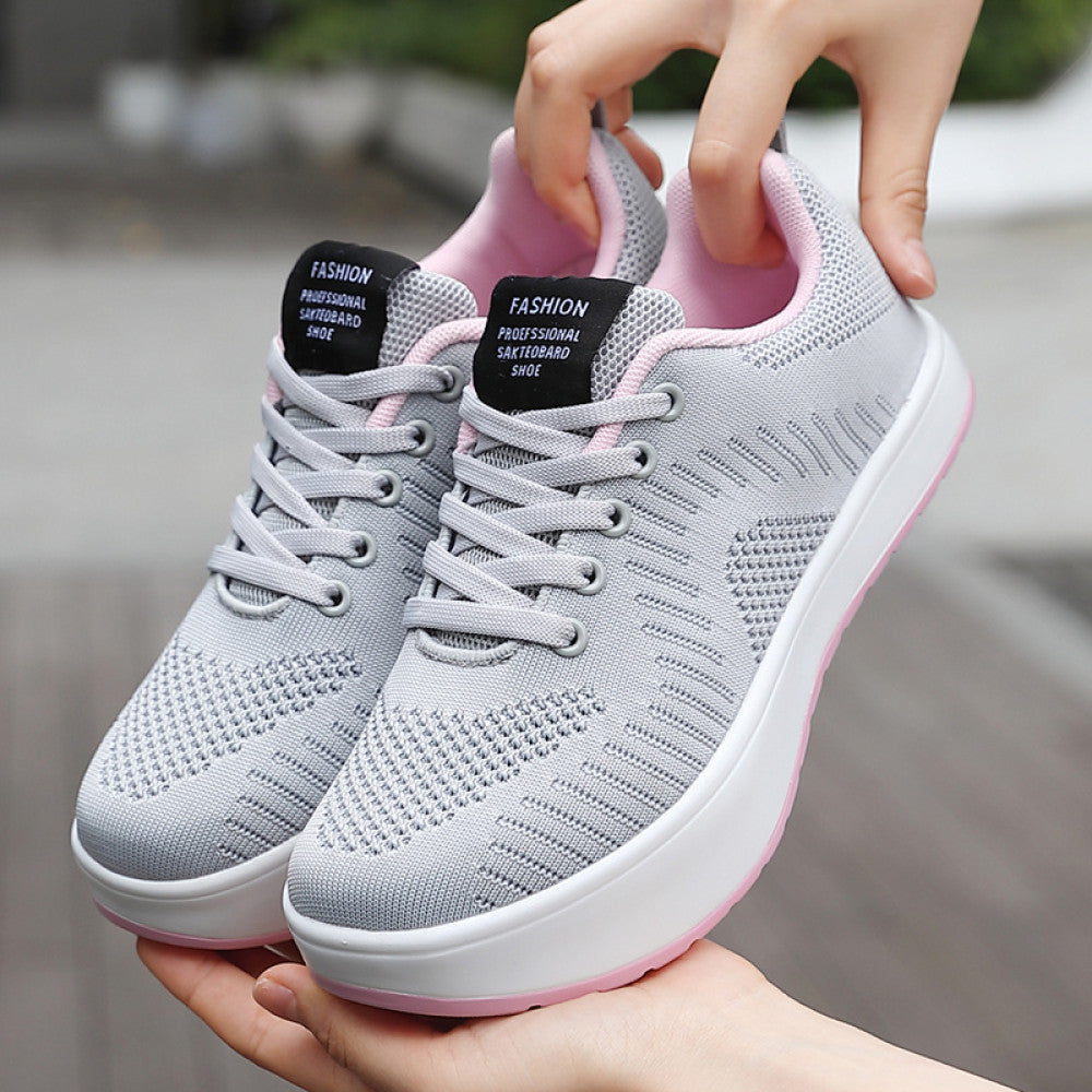 Corrective fitness negative heel shoes for women s lumbar spine in summer mesh breathable front and back high and low casual shoes stretch shoes image 5