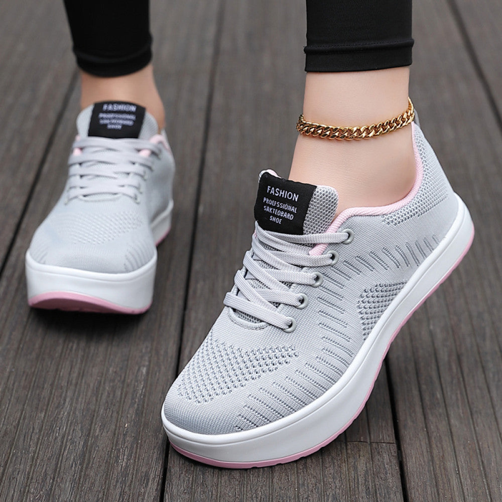 Corrective fitness negative heel shoes for women s lumbar spine in summer mesh breathable front and back high and low casual shoes stretch shoes image 0