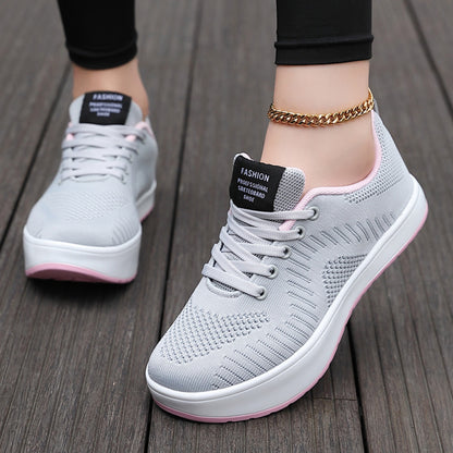 Corrective fitness negative heel shoes for women s lumbar spine in summer mesh breathable front and back high and low casual shoes stretch shoes image 0