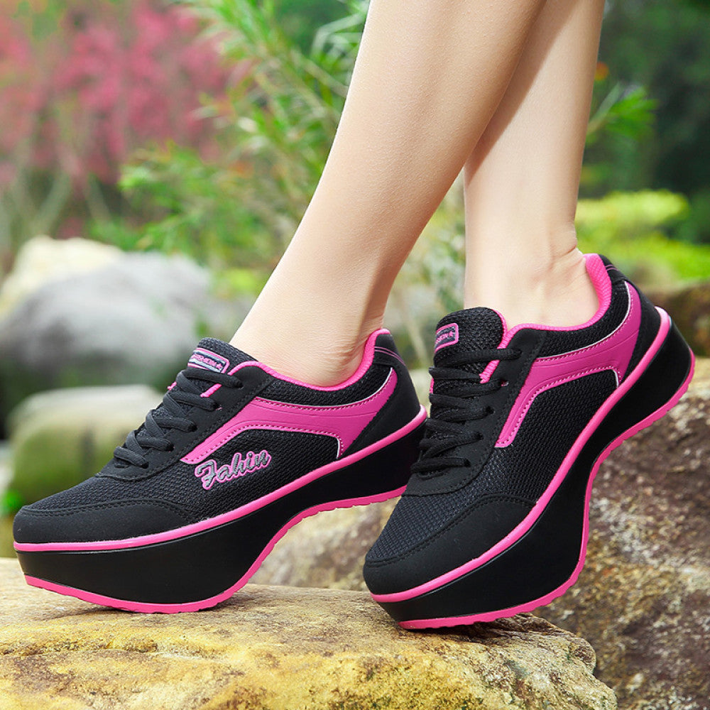 Corrective fitness negative heel shoes for women s lumbar spine in summer mesh breathable front and back high and low casual shoes stretch shoes image 30
