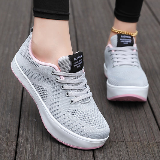 Corrective fitness negative heel shoes for women s lumbar spine in summer mesh breathable front and back high and low casual shoes stretch shoes