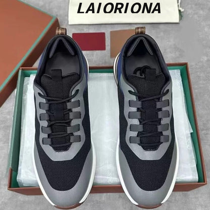 LOPQPLAHA lP men s casual lace up jogging shoes flying woven breathable cowhide stitching single shoes comfortable trendy shoes image 49
