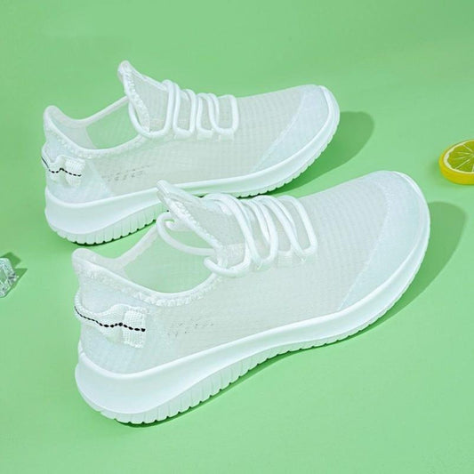 Transparent mesh shoes for women 2025 summer new style women s shoes breathable and lightweight sports shoes for women ins versatile casual white shoes for women