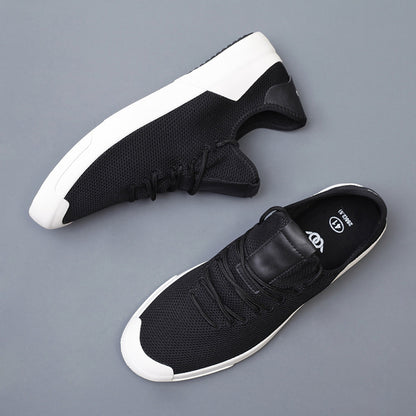 2025 New Flyknit Mesh Shoes Men s Korean Edition Casual Versatile Trendy Shoes Men s Canvas Shoes Autumn Breathable Men s Board Shoes image 3