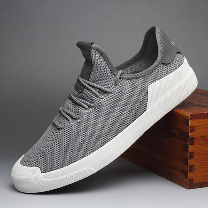2025 New Flyknit Mesh Shoes Men s Korean Edition Casual Versatile Trendy Shoes Men s Canvas Shoes Autumn Breathable Men s Board Shoes
