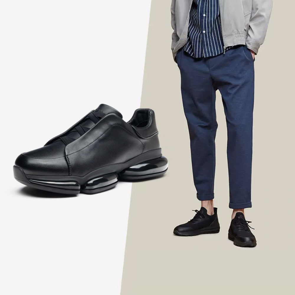 European Station Trendy Brand Men s Shoes Genuine Leather One Step Casual Leather Shoes Men s Trendy Versatile Thick soled Tall Dad Trendy Shoes image 3
