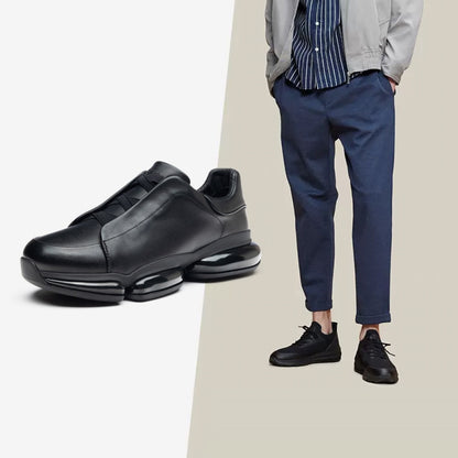 European Station Trendy Brand Men s Shoes Genuine Leather One Step Casual Leather Shoes Men s Trendy Versatile Thick soled Tall Dad Trendy Shoes image 3