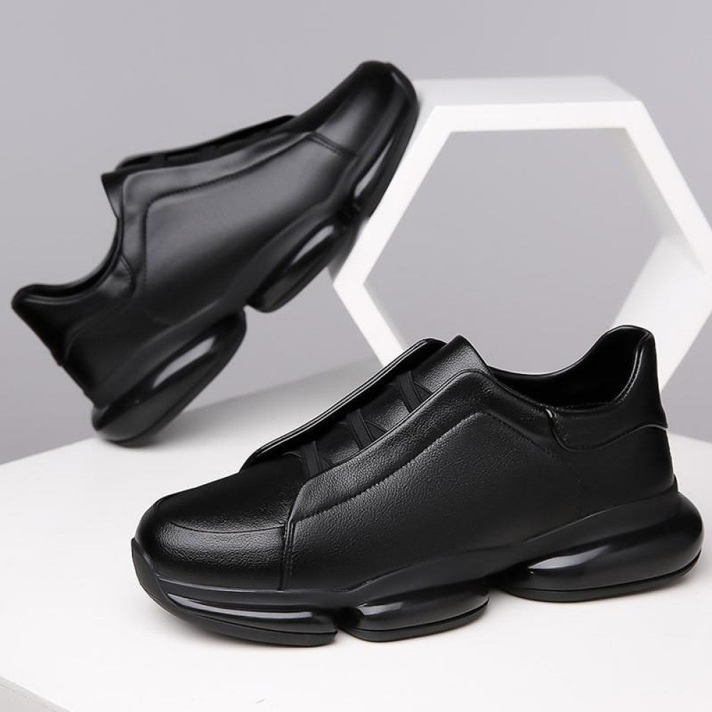 European Station Trendy Brand Men s Shoes Genuine Leather One Step Casual Leather Shoes Men s Trendy Versatile Thick soled Tall Dad Trendy Shoes image 4