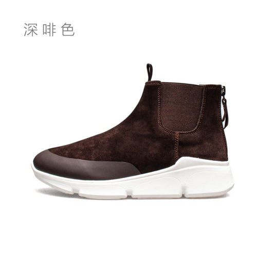 Seasonal clearance Matte leather Chelsea boots sporty and casual thick soled boots
