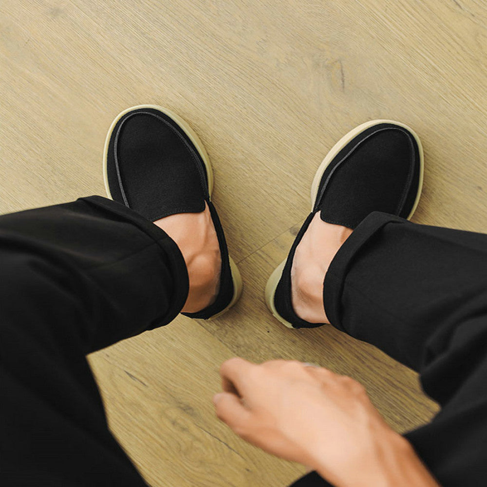 Men s summer loafers shallow slip on shoes soft soled French style high end leather shoes simple loafers image 4