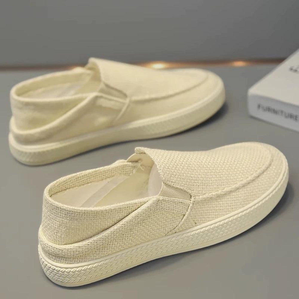 Canvas men s shoes summer breathable linen cloth shoes old Beijing one foot kick men s casual board shoes versatile lazy trendy shoes image 1
