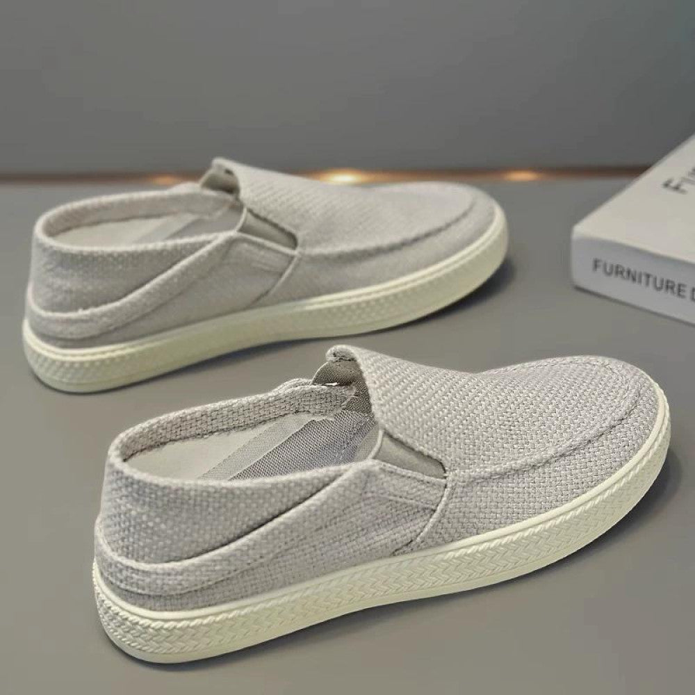Canvas men s shoes summer breathable linen cloth shoes old Beijing one foot kick men s casual board shoes versatile lazy trendy shoes image 2