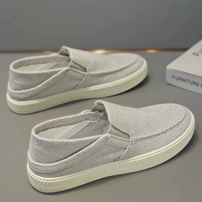 Canvas men s shoes summer breathable linen cloth shoes old Beijing one foot kick men s casual board shoes versatile lazy trendy shoes image 2