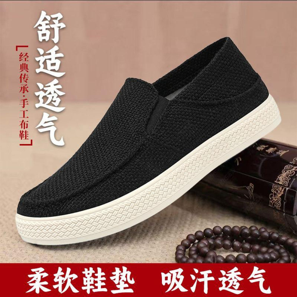 Canvas men s shoes summer breathable linen cloth shoes old Beijing one foot kick men s casual board shoes versatile lazy trendy shoes image 3