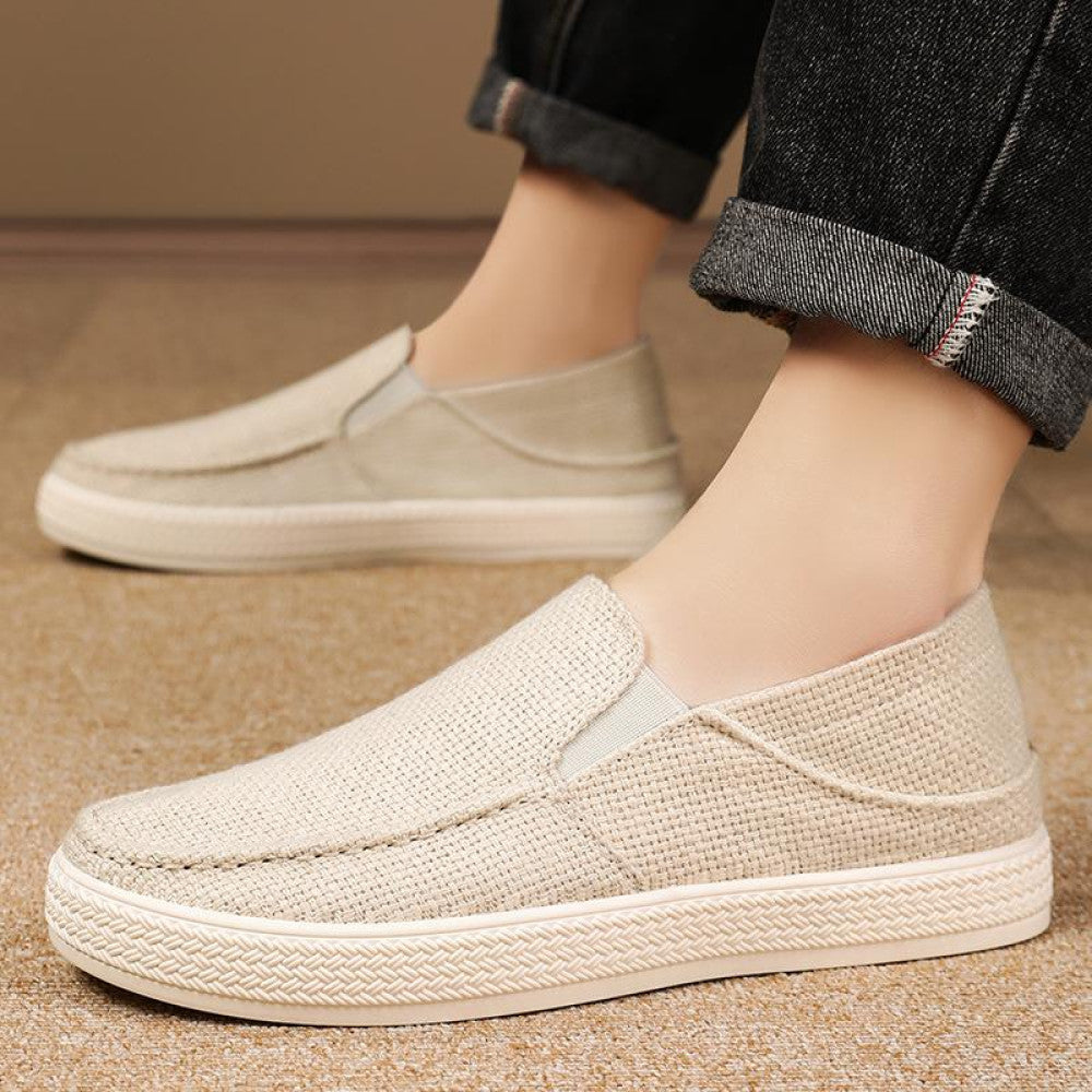 Canvas men s shoes summer breathable linen cloth shoes old Beijing one foot kick men s casual board shoes versatile lazy trendy shoes image 4
