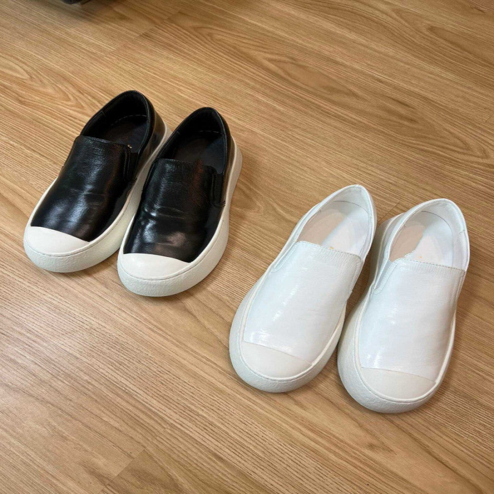 2024 height increasing thick soled versatile genuine leather loafers casual white shoes small fragrant style single kick shoes for women image 3