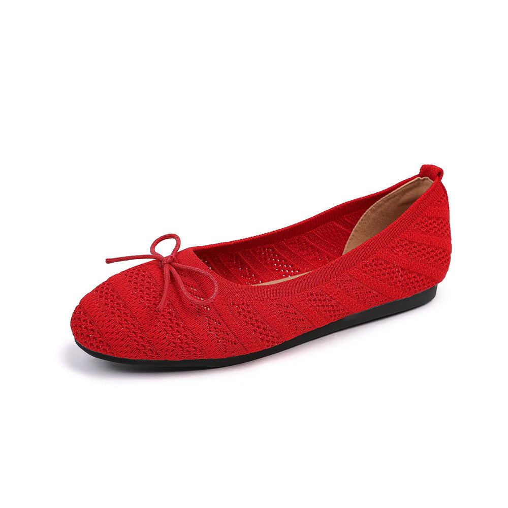Princess shoes single shoes women 2025 bow flat shoes knitted woven shoes one step round toe egg roll shoes toe shoes image 5