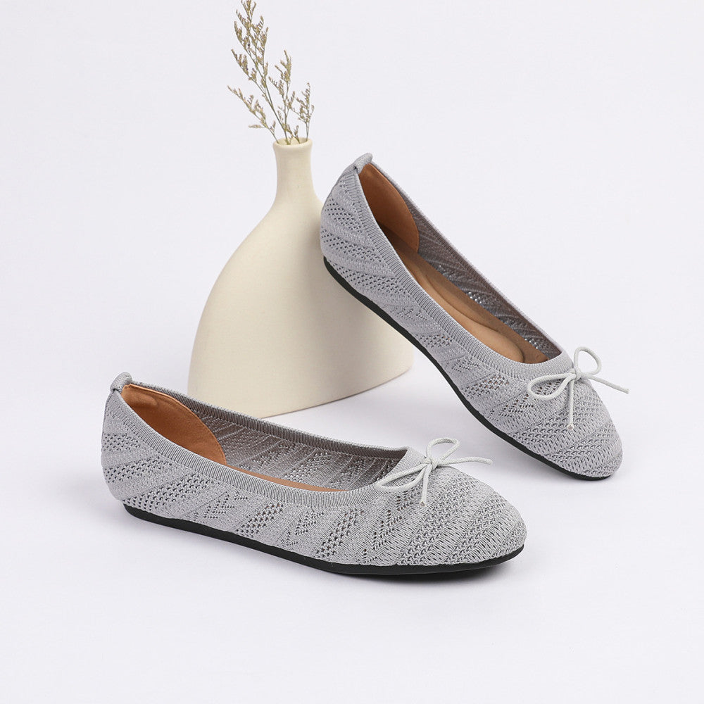 Princess shoes single shoes women 2025 bow flat shoes knitted woven shoes one step round toe egg roll shoes toe shoes image 30