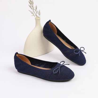 Princess shoes single shoes women 2025 bow flat shoes knitted woven shoes one step round toe egg roll shoes toe shoes image 88