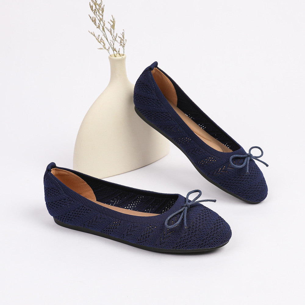 Princess shoes single shoes women 2025 bow flat shoes knitted woven shoes one step round toe egg roll shoes toe shoes image 90