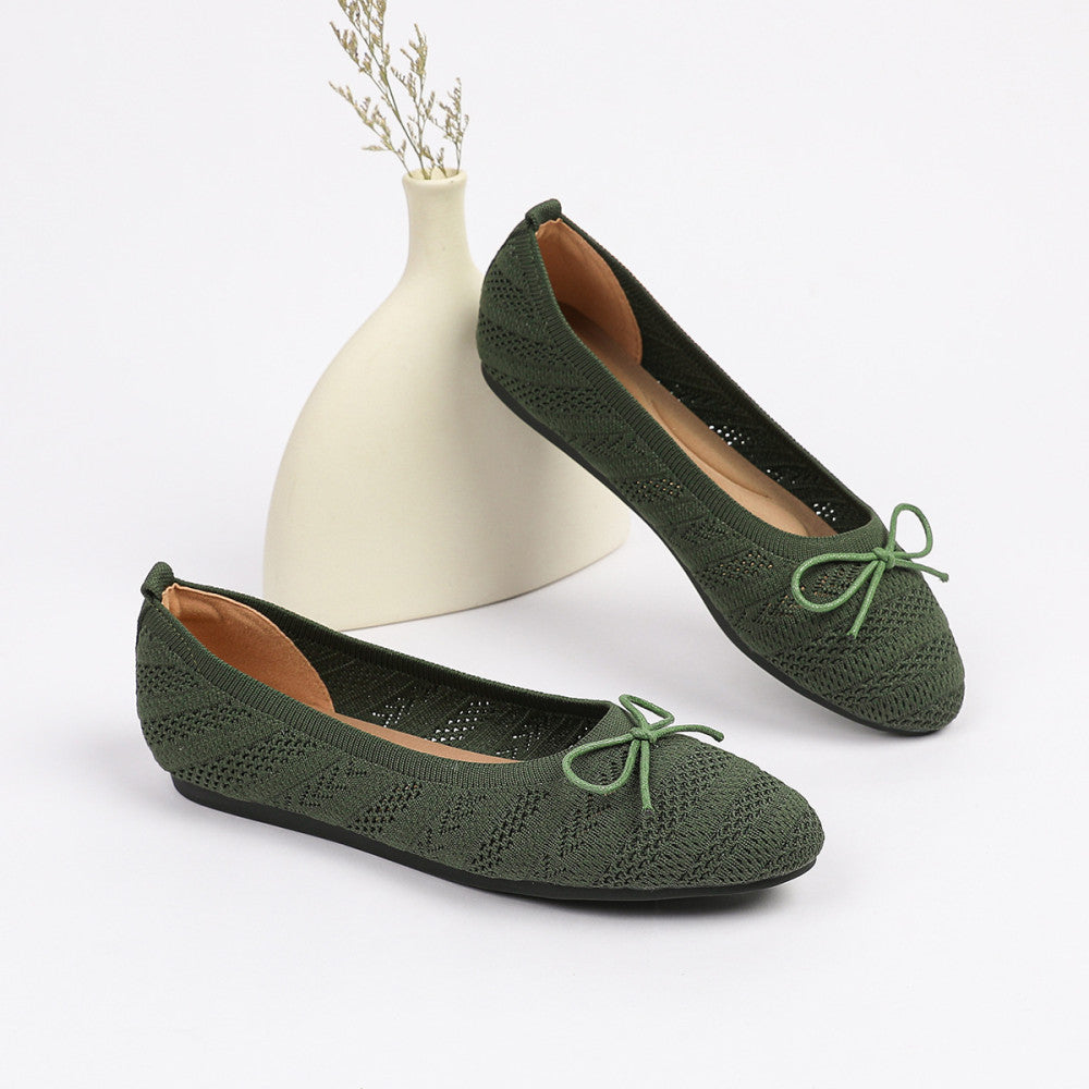 Princess shoes single shoes women 2025 bow flat shoes knitted woven shoes one step round toe egg roll shoes toe shoes image 126