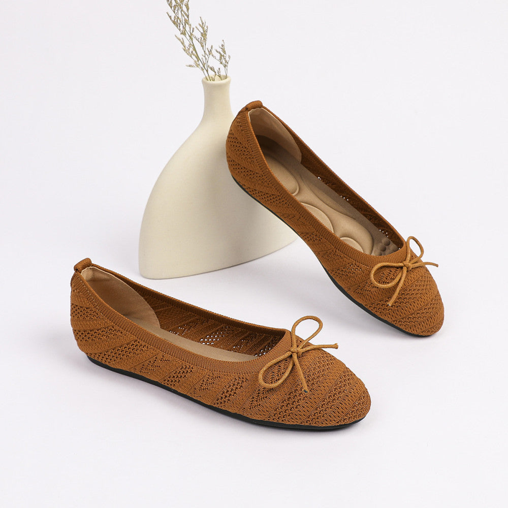 Princess shoes single shoes women 2025 bow flat shoes knitted woven shoes one step round toe egg roll shoes toe shoes image 156