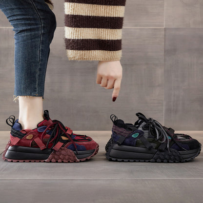 European station old shoes women s 2025 autumn new genuine leather thick sole heightening Forrest Gump shoes hot style super hot sports shoes image 2