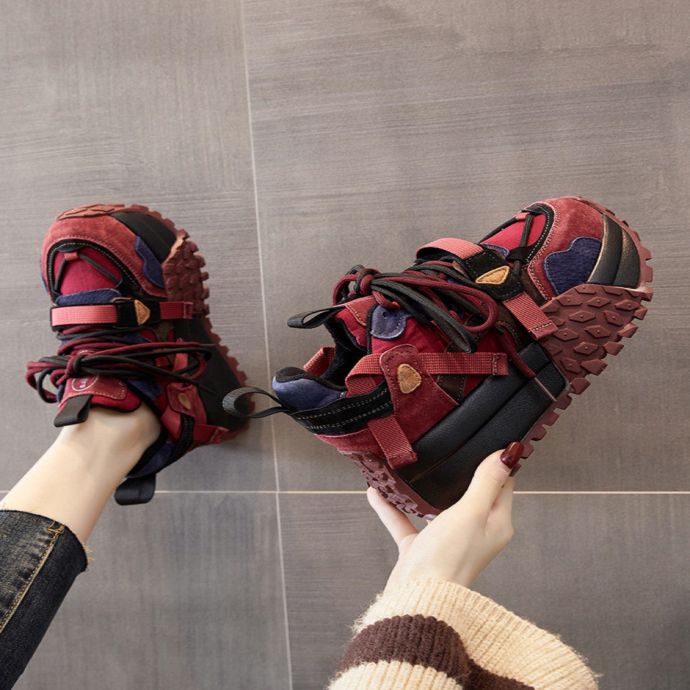 European station old shoes women s 2025 autumn new genuine leather thick sole heightening Forrest Gump shoes hot style super hot sports shoes image 3