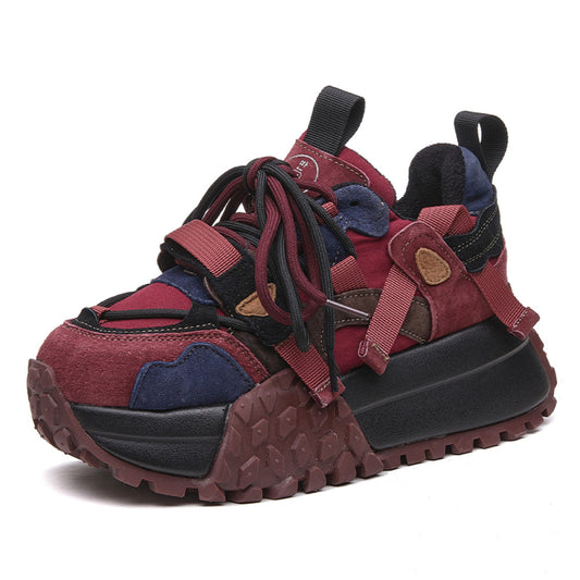 European station old shoes women s 2025 autumn new genuine leather thick sole heightening Forrest Gump shoes hot style super hot sports shoes