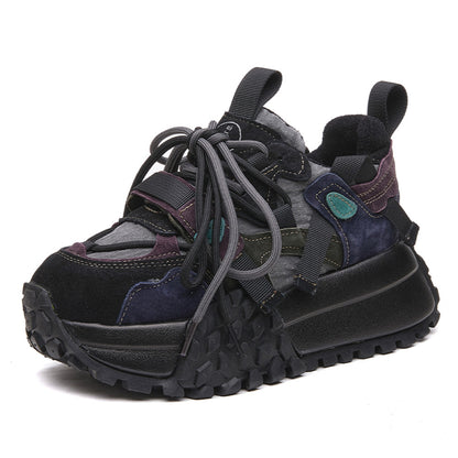 European station old shoes women s 2025 autumn new genuine leather thick sole heightening Forrest Gump shoes hot style super hot sports shoes